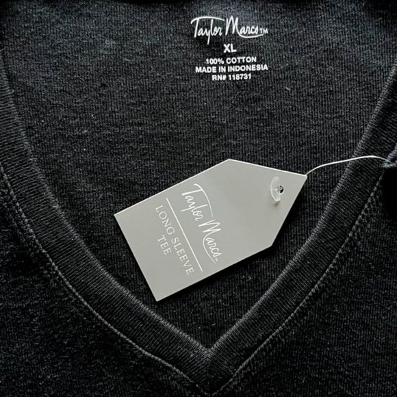 Taylor Marco V-Neck Long Sleeve Black Top (XL) NEW - Picture 3 of 5
